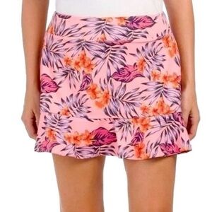 Tommy Bahama Golf Tennis Skort Women's Pink Tropical Print UPF50 Stretch Size L